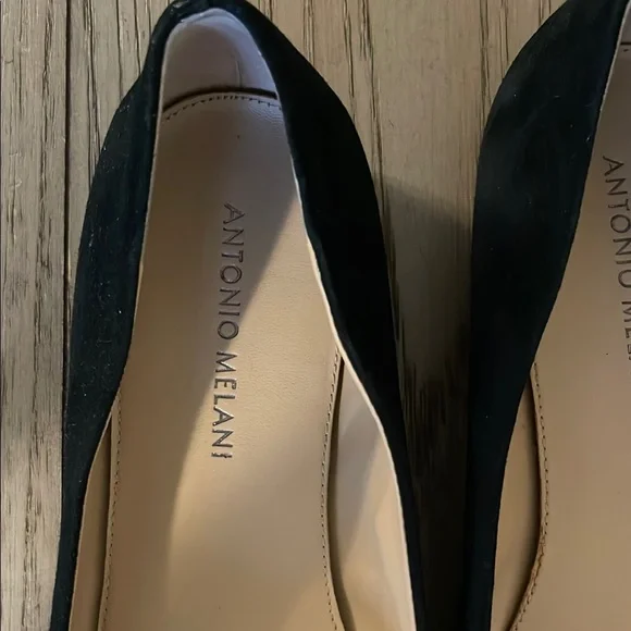 ANTONIO MELANI Black and Silver Flats with Sophisticated Two-Tone Design - Picture 3 of 5